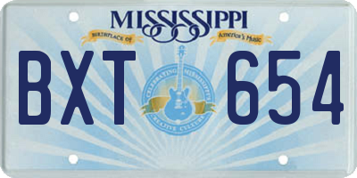 MS license plate BXT654