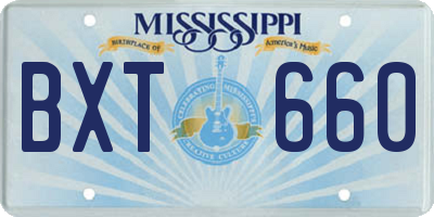 MS license plate BXT660