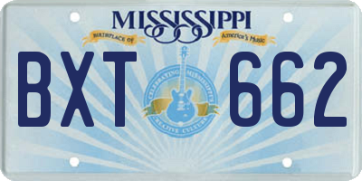 MS license plate BXT662