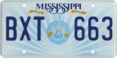 MS license plate BXT663
