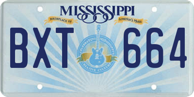 MS license plate BXT664