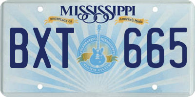 MS license plate BXT665