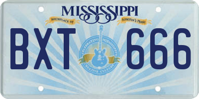 MS license plate BXT666