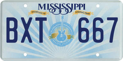 MS license plate BXT667