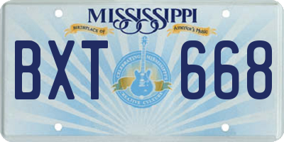 MS license plate BXT668