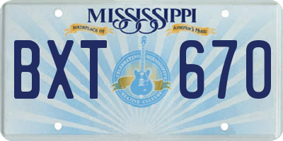 MS license plate BXT670