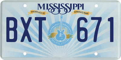 MS license plate BXT671