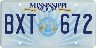 MS license plate BXT672