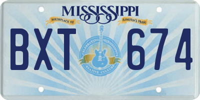 MS license plate BXT674
