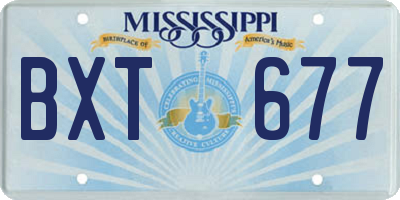 MS license plate BXT677