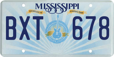 MS license plate BXT678