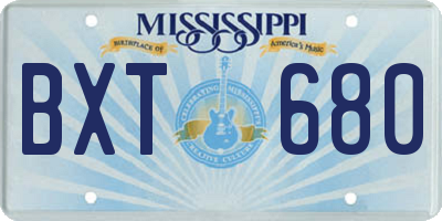 MS license plate BXT680