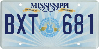 MS license plate BXT681