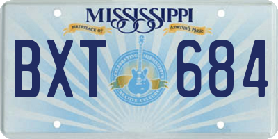 MS license plate BXT684