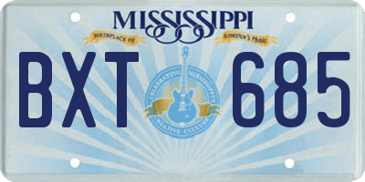 MS license plate BXT685