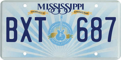 MS license plate BXT687