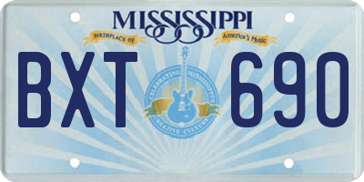 MS license plate BXT690
