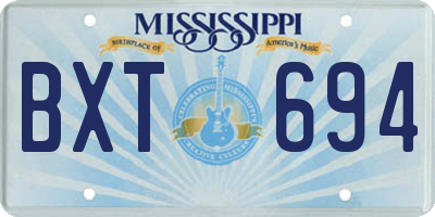 MS license plate BXT694