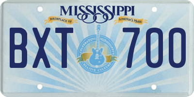 MS license plate BXT700