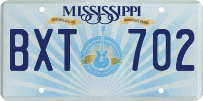 MS license plate BXT702