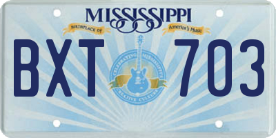 MS license plate BXT703
