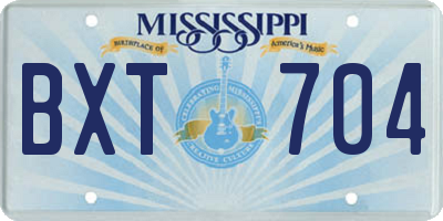 MS license plate BXT704