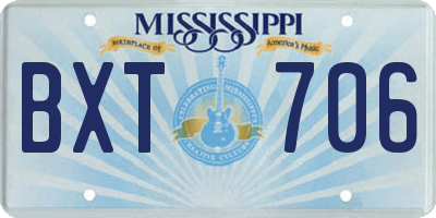 MS license plate BXT706
