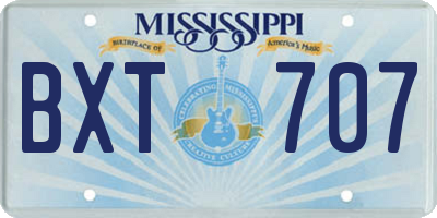 MS license plate BXT707