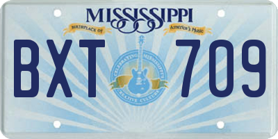 MS license plate BXT709