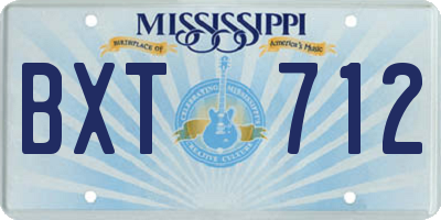 MS license plate BXT712