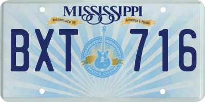 MS license plate BXT716