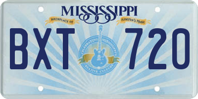 MS license plate BXT720
