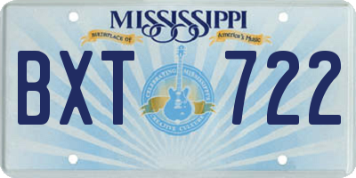 MS license plate BXT722