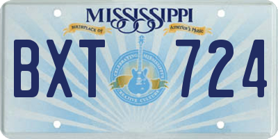 MS license plate BXT724