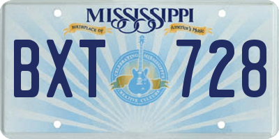 MS license plate BXT728