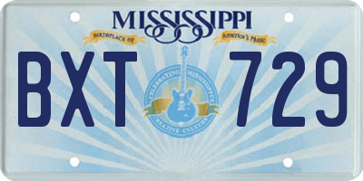 MS license plate BXT729