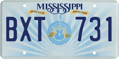 MS license plate BXT731