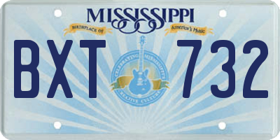 MS license plate BXT732