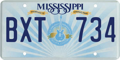 MS license plate BXT734