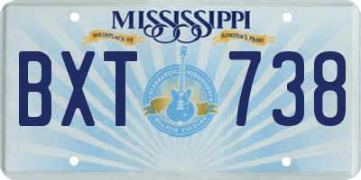 MS license plate BXT738