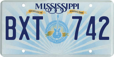 MS license plate BXT742
