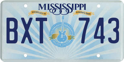 MS license plate BXT743
