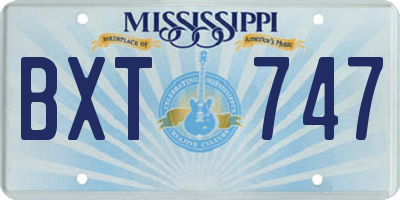 MS license plate BXT747