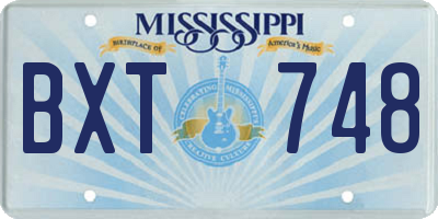 MS license plate BXT748