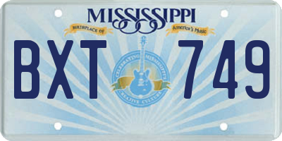 MS license plate BXT749
