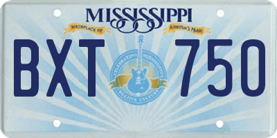 MS license plate BXT750