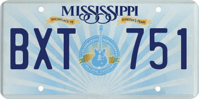 MS license plate BXT751