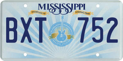 MS license plate BXT752