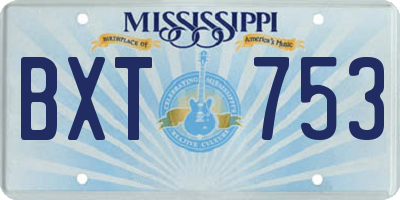 MS license plate BXT753