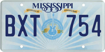 MS license plate BXT754